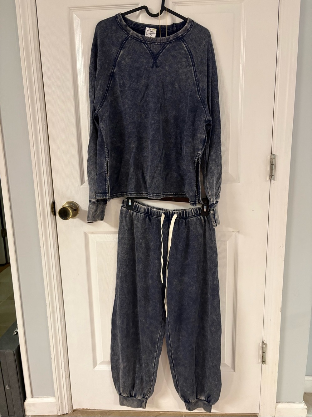 NEW aerie Washed Navy crewneck sweater and Jogger set